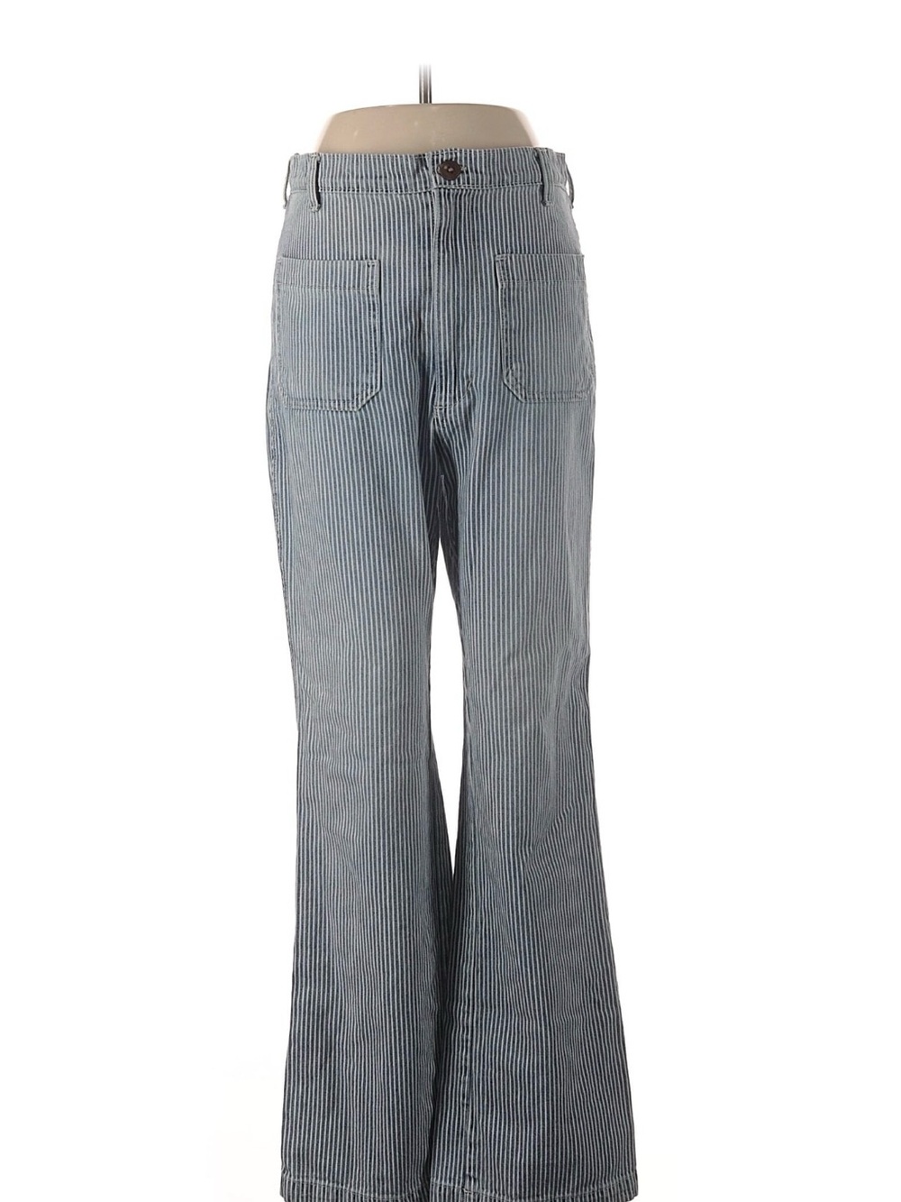 Doen High-Rise Striped Flare Jeans 28